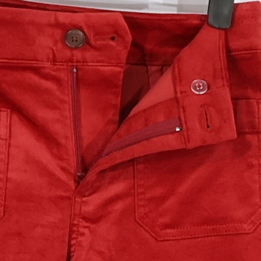 J.Crew Lizzie Pant Women 24 Red Corduroy Wide Leg High Rise Patch Pocket $138NWT - Picture 6 of 15